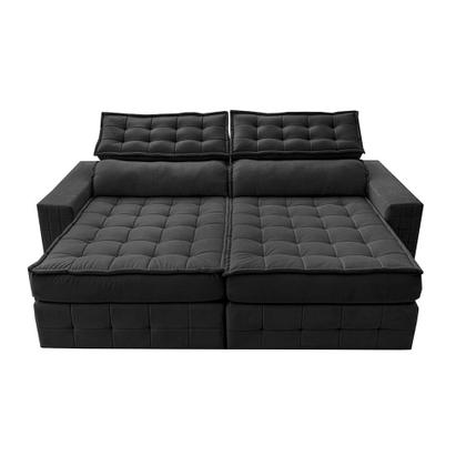 Imagem de Sofá Retrátil e Reclinável 3,15m Cama inBox Big Puffer com SoftGelD40 Velupluma Preto