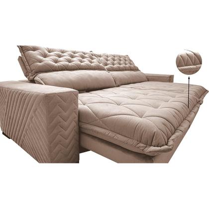 Imagem de Sofá Retrátil e Reclinável 3,15m Molas Ensacadas Cama inBox Spazus com Bordado 3D Velusoft Bege