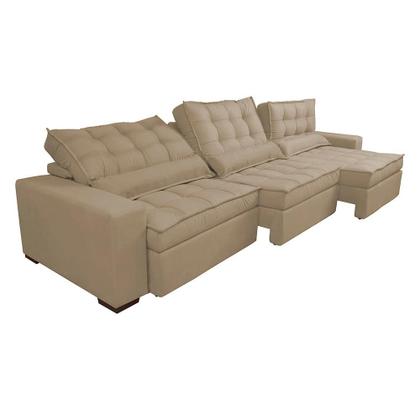 Imagem de Sofá Retrátil e Reclinável 3,52m com Molas Ensacadas Cama Inbox Gold Tecido Suede Velusoft Castor