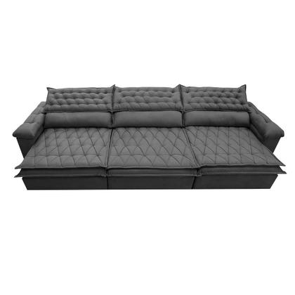 Imagem de Sofá Retrátil e Reclinável 3,52m Molas Ensacadas Cama inBox Botonê Espuma Viscoelástico Cinza