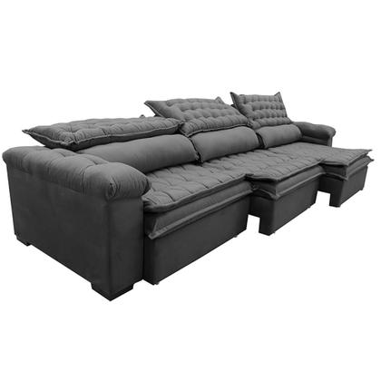 Imagem de Sofá Retrátil e Reclinável 3,52m Molas Ensacadas Cama inBox Botonê Espuma Viscoelástico Cinza