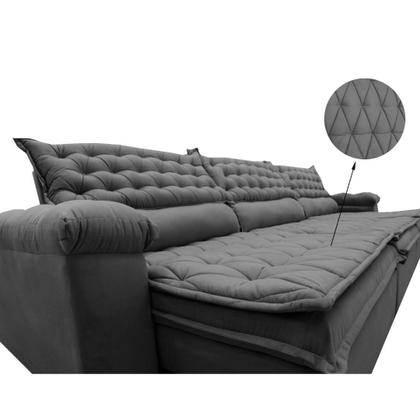 Imagem de Sofá Retrátil e Reclinável 3,52m Molas Ensacadas Cama inBox Botonê Espuma Viscoelástico Cinza