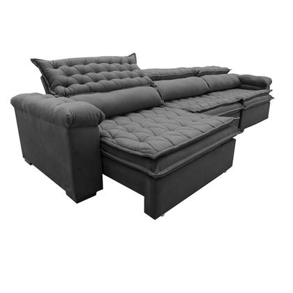 Imagem de Sofá Retrátil e Reclinável 3,52m Molas Ensacadas Cama inBox Botonê Espuma Viscoelástico Cinza