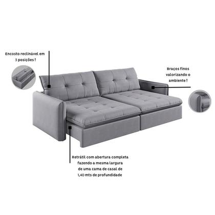 Imagem de Sofá Retrátil e Reclinável 4 Lugares 200cm Braga