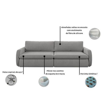 Imagem de Sofá Retrátil e Reclinável 4 Lugares 200cm Sunset