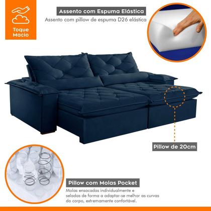 Imagem de Sofá Retrátil e Reclinável 4 Lugares 220cm Diamond Super Pillow