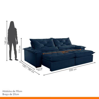 Imagem de Sofá Retrátil e Reclinável 4 Lugares 220cm Diamond Super Pillow