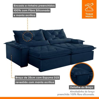 Imagem de Sofá Retrátil e Reclinável 4 Lugares 220cm Diamond Super Pillow