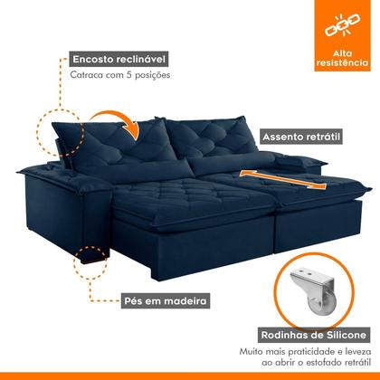 Imagem de Sofá Retrátil e Reclinável 4 Lugares 220cm Diamond Super Pillow