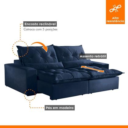 Sofá Retrátil e Reclinável 4 Lugares 250cm Avalon Super Pillow - Montano Estofados Imagem de Sofá Retrátil e Reclinável 4 Lugares 250cm Avalon Super Pillow