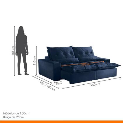 Sofá Retrátil e Reclinável 4 Lugares 250cm Avalon Super Pillow - Montano Estofados Imagem de Sofá Retrátil e Reclinável 4 Lugares 250cm Avalon Super Pillow