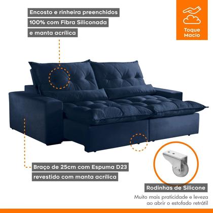 Sofá Retrátil e Reclinável 4 Lugares 250cm Avalon Super Pillow - Montano Estofados Imagem de Sofá Retrátil e Reclinável 4 Lugares 250cm Avalon Super Pillow