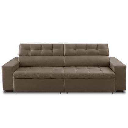 Imagem de Sofá Retrátil e Reclinável 4 Lugares com Molas 2,70m Dani Suede Cappuccino Adonai Estofados