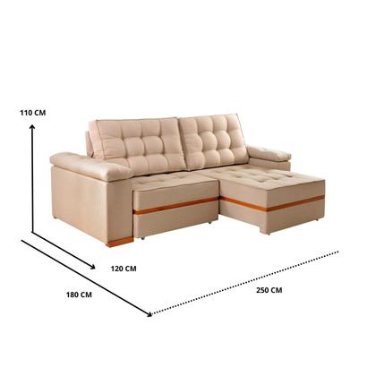 Imagem de Sofá Retrátil e Reclinável 4 Lugares Prada Linho