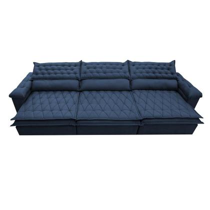 Imagem de Sofá Retrátil e Reclinável 4,12m Molas Ensacadas Cama inBox Botonê Espuma Viscoelástico Azul