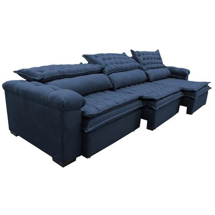 Imagem de Sofá Retrátil e Reclinável 4,12m Molas Ensacadas Cama inBox Botonê Espuma Viscoelástico Azul