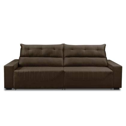 Imagem de Sofá Retrátil e Reclinável 5 Lugares 3,00m Antonella Veludo Marrom Adonai Estofados