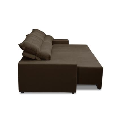 Imagem de Sofá Retrátil e Reclinável 5 Lugares 3,00m Antonella Veludo Marrom Adonai Estofados