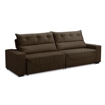 Imagem de Sofá Retrátil e Reclinável 5 Lugares 3,00m Antonella Veludo Marrom Adonai Estofados