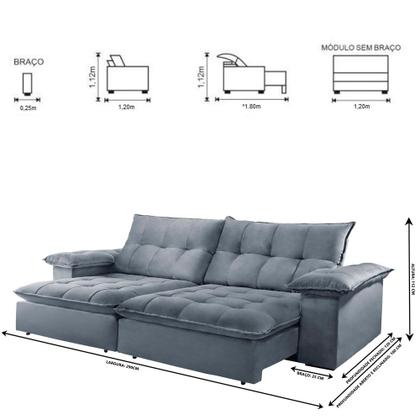 Imagem de Sofá Retrátil e Reclinável Atlanta 2,90m 05 Lugares Mola Ensacada TXR