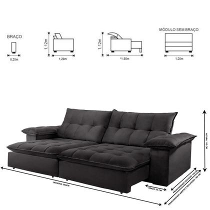 Imagem de Sofá Retrátil e Reclinável Atlanta 2,90m 05 Lugares Mola Ensacada TXR