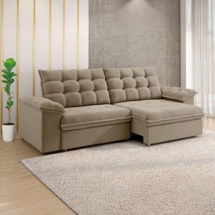 Imagem de Sofá Retrátil E Reclinável Bipartido 2,30m 3 Lugares Palermo Slim Luizzi Castor