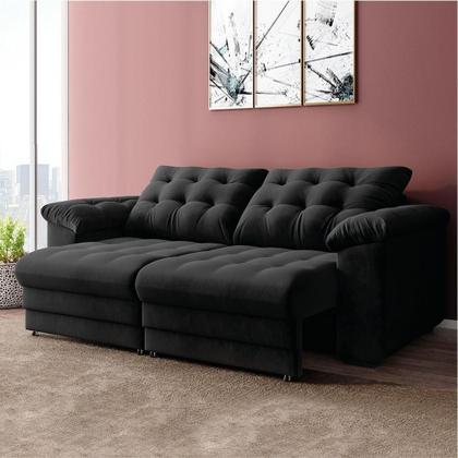 Imagem de Sofá Retrátil E Reclinável Bipartido 3 Lugares Suede Veludo Coliseu Selmer Preto