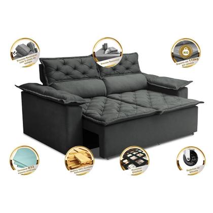 Sofá Retrátil e Reclinável Cama inBox Compact 1,50m Tecido Suede Velusoft Cinza Imagem de Sofá Retrátil e Reclinável Cama inBox Compact 1,50m Tecido Suede Velusoft Cinza