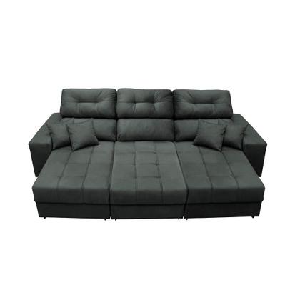 Imagem de Sofá Retrátil e Reclinável Cama inBox Diamond 2,25m Tecido Suede Velusoft Cinza