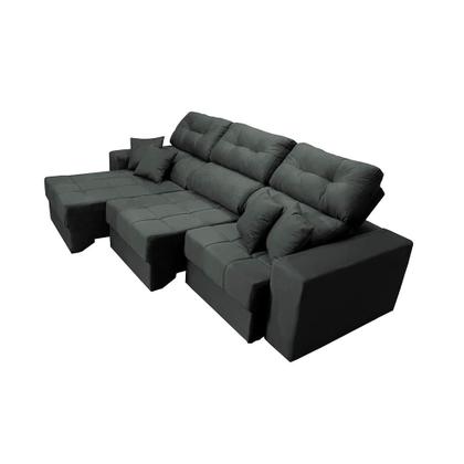 Imagem de Sofá Retrátil e Reclinável Cama inBox Diamond 2,25m Tecido Suede Velusoft Cinza