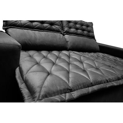 Imagem de Sofá Retrátil e Reclinável Cama inBox Slim 1,50m Tecido Suede Velusoft Preto