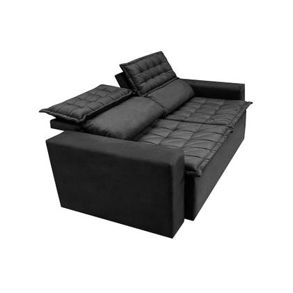 Imagem de Sofá Retrátil e Reclinável Cama inBox Slim 1,50m Tecido Suede Velusoft Preto