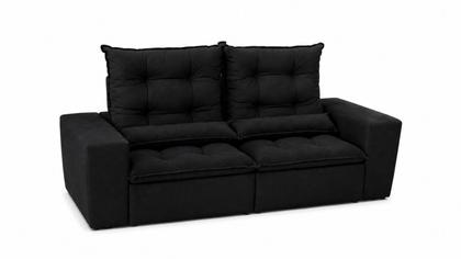 Imagem de Sofá Retrátil e Reclinável com 2,00m/2,50m de Largura em Tecido Suede Preto
