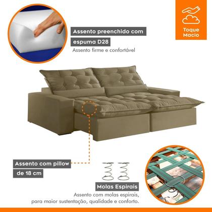 Imagem de Sofá Retrátil e Reclinável com Catraca Blindada 230cm Montano