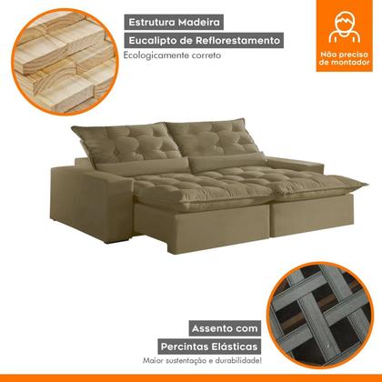 Imagem de Sofá Retrátil e Reclinável com Catraca Blindada 230cm Montano