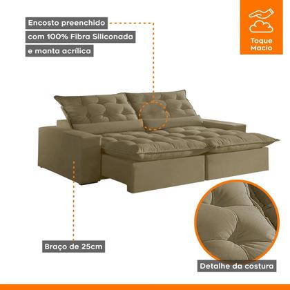 Imagem de Sofá Retrátil e Reclinável com Catraca Blindada 230cm Montano