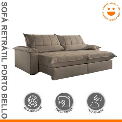 Imagem de Sofá Retrátil e Reclinável com Catraca Blindada 240cm Porto Bello