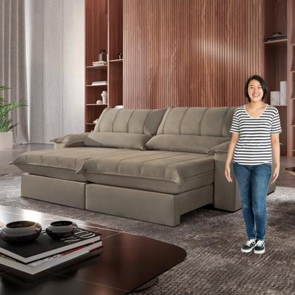 Imagem de Sofá Retrátil e Reclinável com Catraca Blindada 240cm Porto Bello