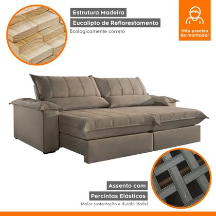 Imagem de Sofá Retrátil e Reclinável com Catraca Blindada 240cm Porto Bello