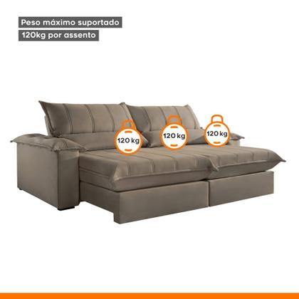 Imagem de Sofá Retrátil e Reclinável com Catraca Blindada 240cm Porto Bello