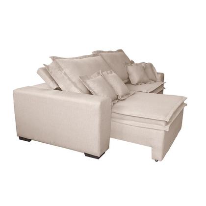 Imagem de Sofa Retrátil e Reclinável com Molas Cama inBox Premium 2,52m tecido em linho Bege Claro