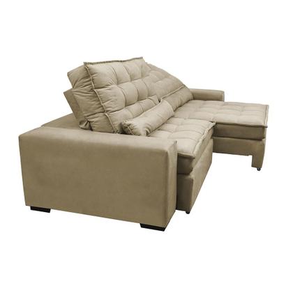 Imagem de Sofá Retrátil e Reclinável com Molas Ensacadas Cama inBox Gold 2,52m Tecido Suede Velusoft Bege