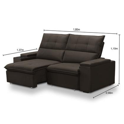 Imagem de Sofá Retrátil e Reclinável com Porta Copos e Objetos 1,80m Parma