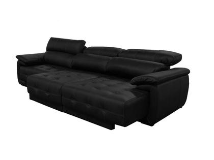Imagem de Sofá Retrátil e Reclinável de Couro Filipinas (3 módulos) 3,00 m Preto Pigmentado - Mempra Design