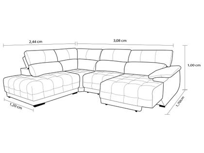 Imagem de Sofá Retrátil e Reclinável de Couro Filipinas Canto com Chaise Esquerda 1,26 m - Grizzy