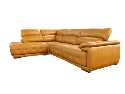 Imagem de Sofá Retrátil e Reclinável de Couro Filipinas Canto com Chaise Esquerda 1,46 m - Caramelo