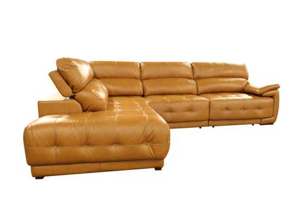 Imagem de Sofá Retrátil e Reclinável de Couro Filipinas Canto com Chaise Esquerda 1,46 m - Caramelo