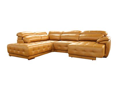 Imagem de Sofá Retrátil e Reclinável de Couro Filipinas Canto com Chaise Esquerda 1,46 m - Caramelo