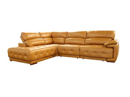 Imagem de Sofá Retrátil e Reclinável de Couro Filipinas Canto com Chaise Esquerda 1,46 m - Caramelo