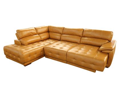 Imagem de Sofá Retrátil e Reclinável de Couro Filipinas Canto com Chaise Esquerda 1,46 m - Caramelo